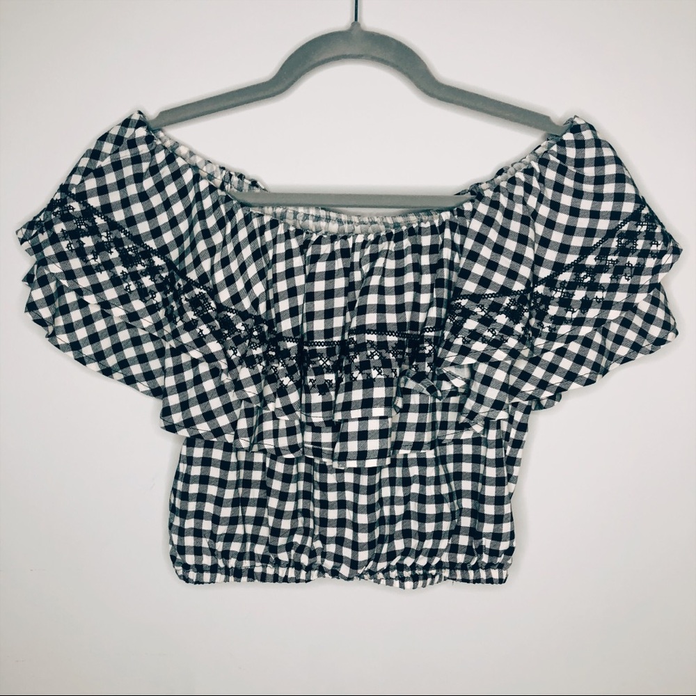 Vintage Havana Layered Ruffle Off-the-Shoulder